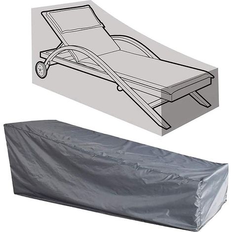 Housse de Chaise extérieur Couverture Housse de Protection Longue Respirante Imperméable 210D Tissu Oxford pour Chaise Longue Bache Transat Sunlounger 200×70×40×68 cm,gris (1/5)