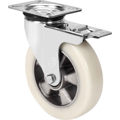 rueda giratora placa fr.4mm 10zvrfd160-ausb alum.-poliur.blanco"veloc"bolas (1/2)