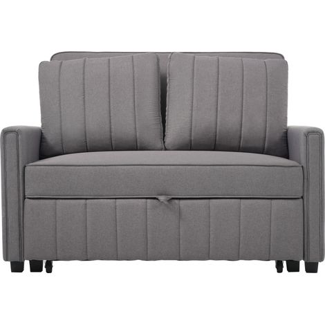 Divano letto pieghevole multifunzione grigio in lino con schienale regolabile (1/5)