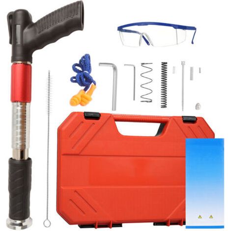 Pistolet a Clou Manuel, Cloueur Beton , 5 Vitesses Double Silencieux Cloueuse Pneumatique, Cloueur a Poudre pour Plafonds, Tuyaux, Installation de Circuits, Décoration Intérieure
