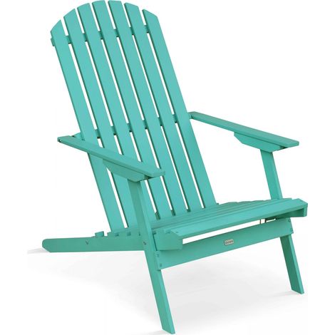 Fauteuil relax pliant en bois d'eucalyptus turquoise