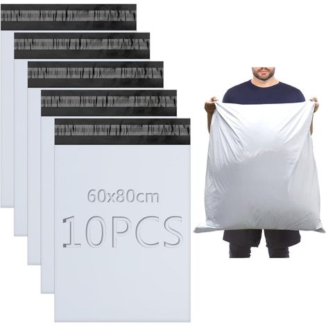 Lot de 10 enveloppes plastique 60x80 cm pour envoi Vinted, textiles et boîtes. (1/5)
