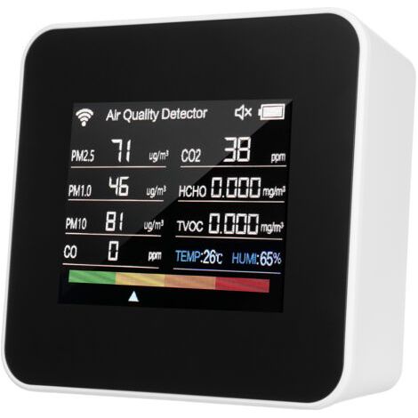 QORVA-Moniteur de qualité de l’air intérieur 14 en 1 Tuya WiFi, détecteur CO₂, CO, TVOC, HCHO, température, humidité, PM2.5, PM1.0, PM10, écran couleur TFT 2,8 pouces, contrôle via application mobile,