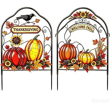 Clôture citrouille d'Halloween, clôture décorative pour patio (1/4)