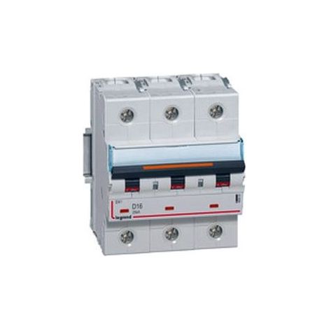 Disjoncteur 16A 3P courbe D 25kA 4.5 modules 400V bornes vis DX3 LEGRAND 409833 (1/2)