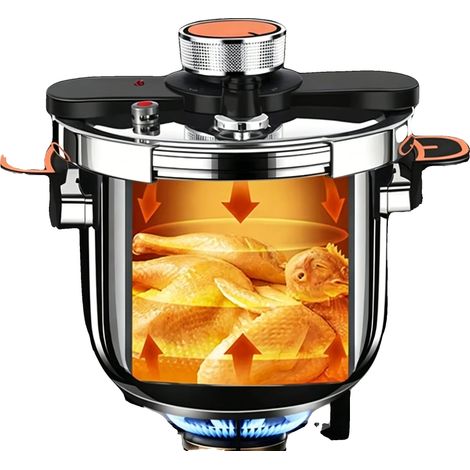 Autocuiseur, capacité 6L, compatible avec gaz et induction, pression de fonctionnement maximale 100 kPa, matériau en acier inoxydable (1/5)