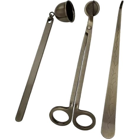 3-in-1 Kerzenzubehör-Set: Dochtschneider, Ablage, Geschenkidee aus Edelstahl – perfekt für Thanksgiving, Geburtstag, Hochzeit und alle Kerzenliebhaber und Teelicht-Fans.-Bronze (1/5)