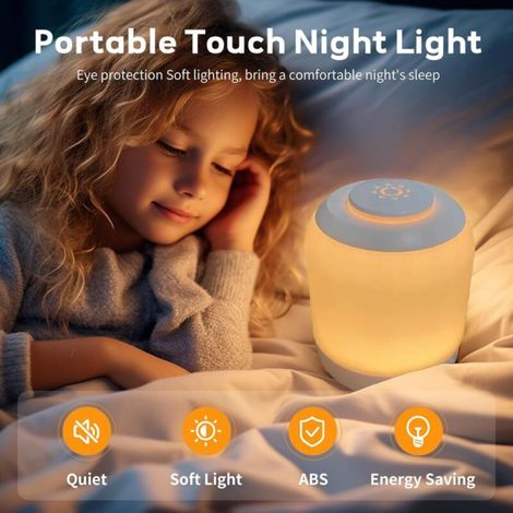 Lot de 2 veilleuses douces pour la protection des yeux, veilleuses tactiles pour bébés, enfants et adultes, veilleuse, 3 couleurs, intensité variable, rechargeable par USB, veilleuse (1/4)