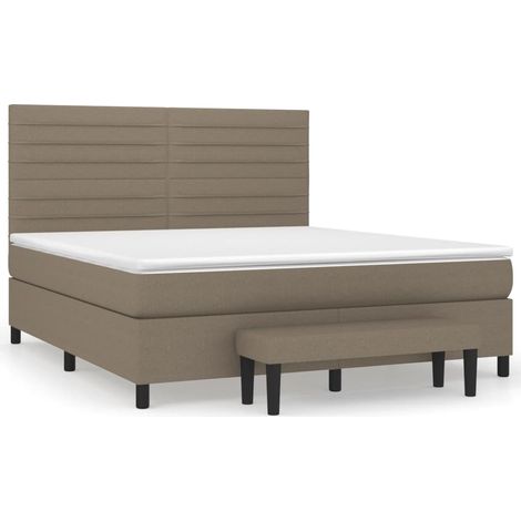 Lit double  Lit adulte  Sommier à lattes de lit avec matelas Taupe 160x200 cm Tissu