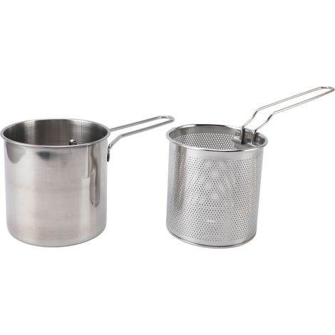 Petite Friteuse Inox 304 avec Panier Filtre, Poêle à Frire Compacte Induction pour Frites et Poissons, Cuisson Saine sans Éclaboussures (1/5)