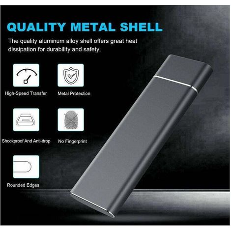 Disque Dur Externe SSD 2TB Portable USB 3.0 Haute Vitesse - Boîtier Aluminium Résistant aux Chocs (1/2)