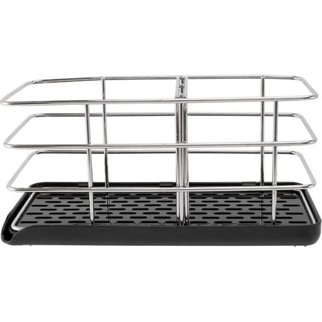 Organisateur d'évier en acier inoxydable avec porte-éponge et brosse à brosse, bac d'égouttage et égouttoir de cuisine-AquaForge (1/5)