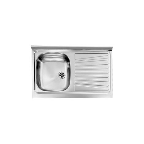 CM Lavelli 031031.D1.01.2009 Mondial Lavello da incasso acciaio inox 1 vasca con gocciolatoio 80x50 cm colore Inox (1/2)