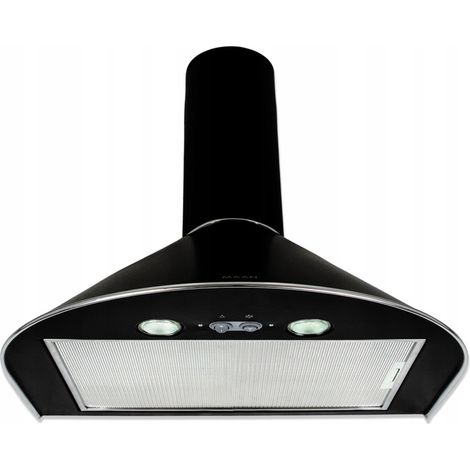 Cappa da cucina MAAN Mix Chimney da 50 cm, nera, a parete, con LED, silenziosa e potente.