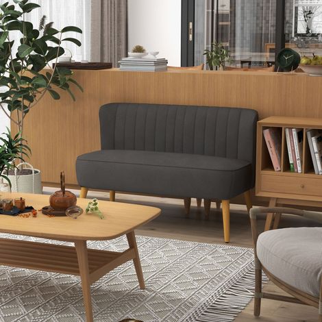 2-Sitzer Sofa kompakt Dunkelgrau Polyester OKMYHOME (1/4)