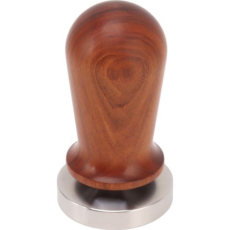Tasseur à café avec base plate en acier inoxydable, manche en bois, presse à poudre de café 58mm / 2.3in (1/5)