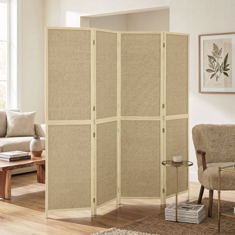 Paravent Interieur en Bambou 4 Panneaux 180x180cm, Séparateur de Pièce Pliable et Portable, Style Bohème, Bois Naturel (1/5)