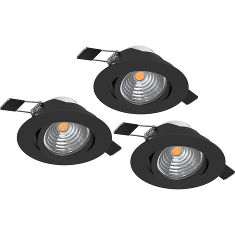 Set 3 Faretti Incasso Moderno Saliceto Alluminio Nero Led 6W 3X580Lm Ip20