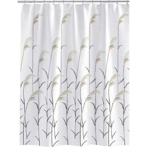 Rideau de douche 200x200cm Polyester Blanc Noir Imperméable Aavec Crochets (1/4)