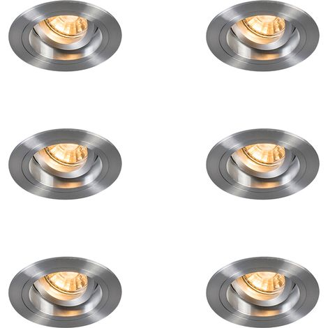 QAZQA 92701 - Spot encastrable - 6 pièces - Ø 92 mm - - éclairage intérieur - Salon I Chambre I Cuisine I Salle à manger