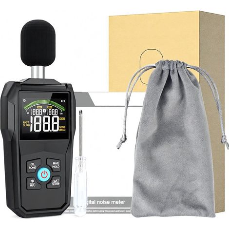 MESTEK Schallpegelmesser 30–130 dB, hintergrundbeleuchtetes Farbdisplay, schnelle und langsame Abtastrate, kapazitives Mikrofon, Schallpegelmonitor (1/5)