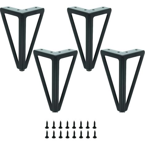 Juego de 4 patas de mesa de metal negro, patas intercambiables para mesa de centro, TV, sofá, cama y otros muebles, con tornillos incluidos. (1/5)