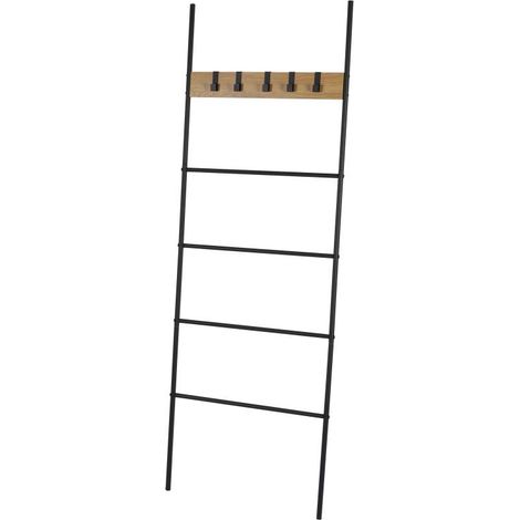 Échelle porte-serviettes 4 niveaux + 5 patères - L 60 x H 177 cm - Livraison gratuite (1/2)