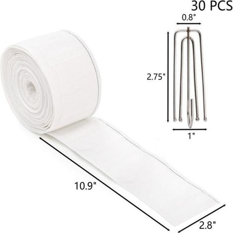 Ruban De Rideau - 10 M - Avec 30 Crochets Métalliques - Pour Rideaux À Oeillets Ou À Passants - Par Mètre Linéaire (1/5)