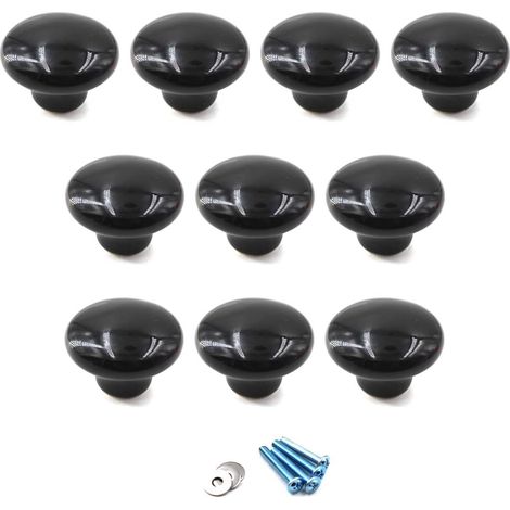 Boutons et poignées de meubles,Noir Poignées et Boutons de tiroir Plastiquee poignée de Meuble Porte Bouton pour la Chambre des Enfants Pack de 10 (Vient avec des vis) (1/4)