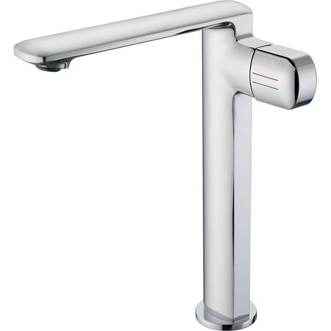 Robinet De Lavabo Pour Salle De Bain, Mitigeur Haut En Chrome Avec Hauteur De Bec De 259 MM, Robinetterie Salle De Bain Chaud Et Froid RéGlable, Design Moderne De Mitigeur Salle Bain, Laiton (1/5)