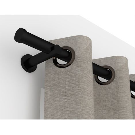 Lot de 2 Embouts bouchon Noir mat D20 pour tringle à rideaux - Style moderne - (1/2)