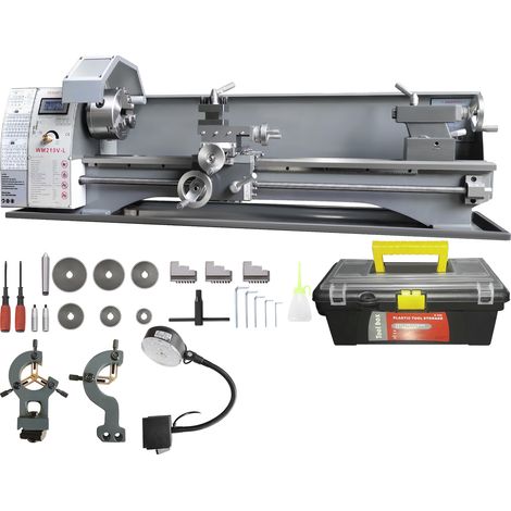 VEVOR Torno de Metal 211x750 mm Torno de Metal de Sobremesa 50-2500 RPM Velocidad Variable Continua 750 W sin Escobillas Engranajes de Metal con Caja de Herramientas para Procesamiento de Precisión