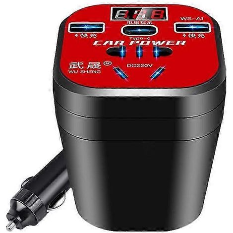 Convertisseur universel pour véhicule, chargeur de prise numérique pour voiture et camion avec écran, type tasse, M9Y3 (1/5)