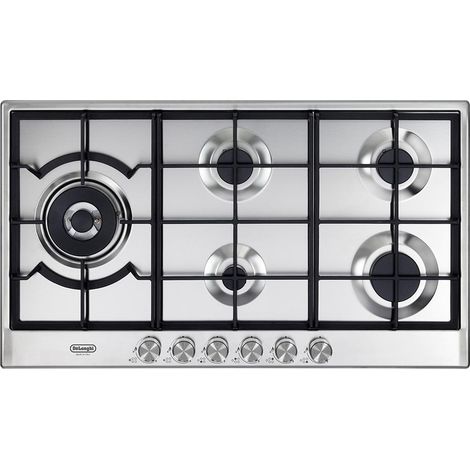 Placa de gas empotrada De'Longhi NSL 590D X de 90 cm y 5 quemadores en acero inoxidable