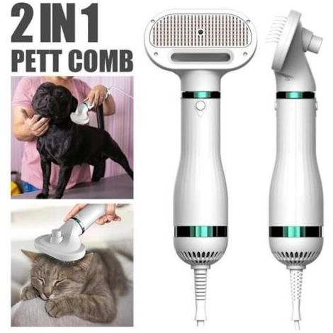 Kit universel de séchage et de soin des cheveux pour chats et chiens + peigne/brosse coulissant. Convient aux chatons. 2 en 1. (1/4)