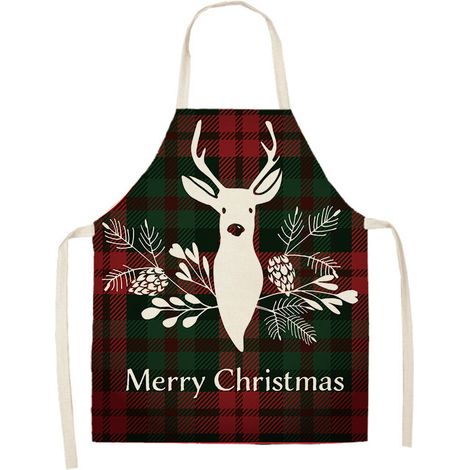 Tablier de cuisine (Rouge-HOHO) 68x55cm Tablier de Noël rouge Joyeux Noël Convient pour la cuisine Fête de Noël Fête Unisexe (1/4)