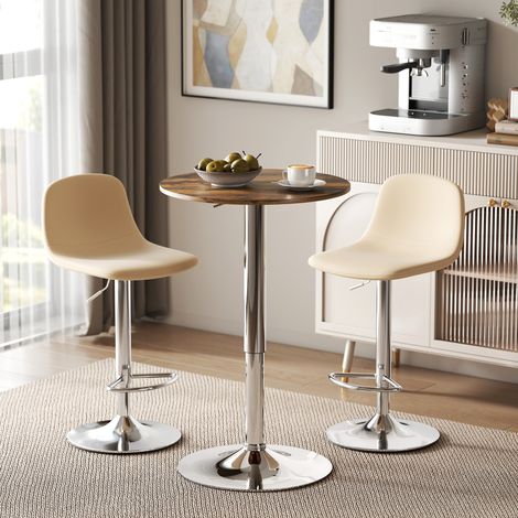 Table de bar bistro mange-debout réglable 67-93 cm, plateau pivotant 360°, marron (1/5)