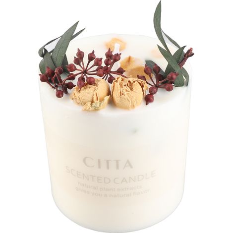 parfumée à la cire de soja fleurs séchées couvercle en verre