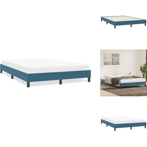 Cadre de lit sans matelas bleu foncé 140x220 cm velours - Cadre De Lit - Cadres De Lit - Lit - Meuble De Chambre À Coucher (1/5)