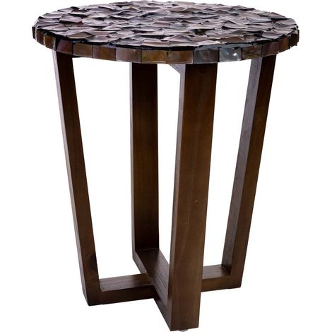 Mesa auxiliar de madera y madreperla marrón d36x40h cm (1/5)