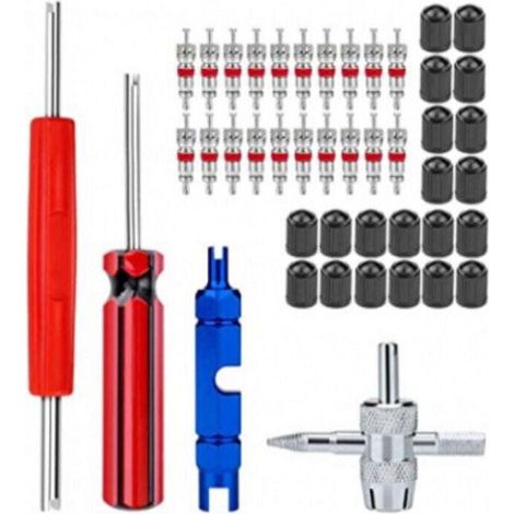 44pcs-Demonte Obus Valve Kit D'outils Réparation Démonte Obus de Valve Double et à Une Tête Remplacement Velo Moto (1/4)