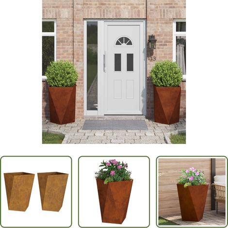 Terrassenpflanzer - Pflanzkübel 2 pcs Rostig 50 x 50 x 75 cm Wetterfeststahl (1/5)