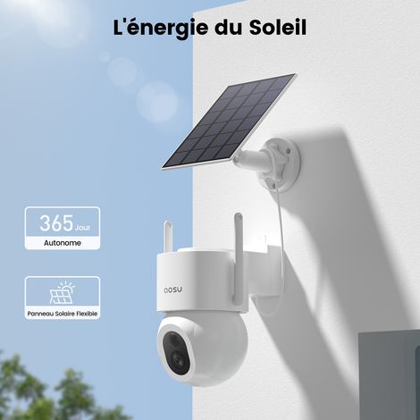 Aosu – Caméra de surveillance WiFi 3K 5MP extérieure – Alimentation solaire – Vision nocturne couleur 400 lumens – Détection AI 360° - AOSU 3 K