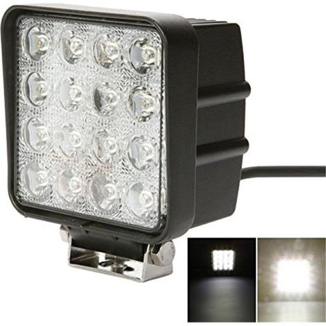 Projecteur de travail 16 LED 48W halogène étanche à faisceau large 10–30 V pour arceau, quad (ATV), Jeep