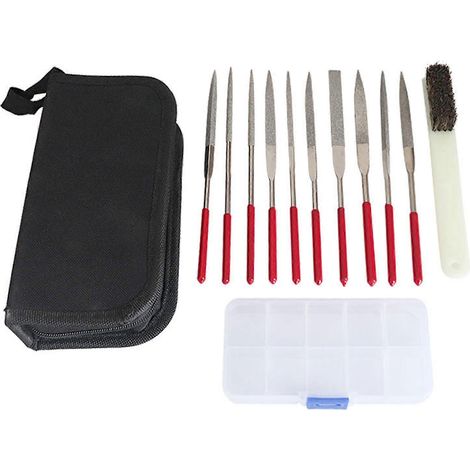Set mit 10 kleinen Diamantstahlfeilen für Juweliere, für optimale Präzision.