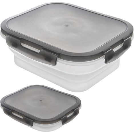 Contenitore per alimenti, portapranzo da viaggio pieghevole in silicone con coperchio, 1 litro. (1/5)