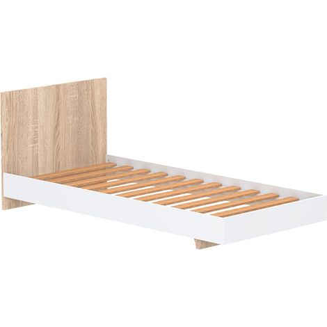 Lit simple 1 place 90x190cm avec sommier LIFA Blanc/Artisan (1/3)