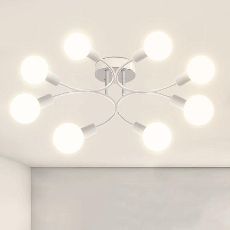 Lustre,Plafonnier Industriel Blanc,8 Lumières Plafonnier E27 (1/5)