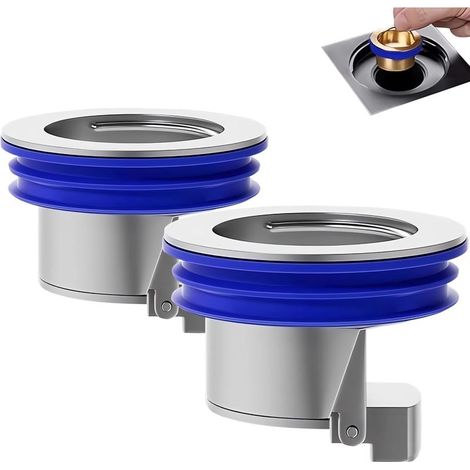 Lot de 2 bondes de douche anti-retour à lévitation magnétique(placage argent), valve de vidange unidirectionnelle, bouchon de vidange en laiton pour douche à drainage rapide, convient pour calibre 1,2 (1/5)
