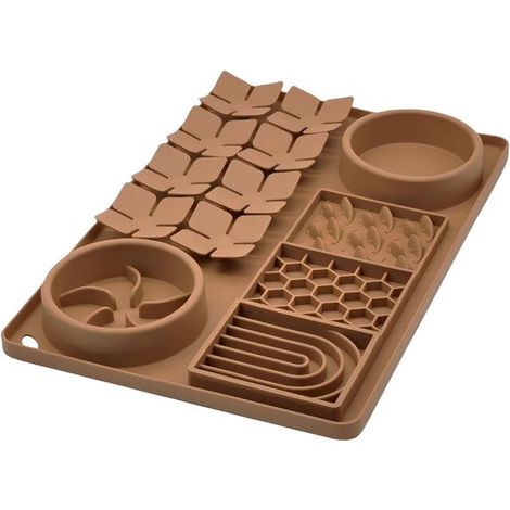 Fressnapf mit Fressbremse – Schnüffelmatte – Leckmatte – Hundespielzeug – Katzenpuzzle – Beschäftigungsmaterial – Rutschfester Saugnapf – Beruhigend (1/3)